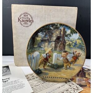 Edwin M Knowles Three Little Pigs Collector Plate Scott Gustafson 1991 Box COA